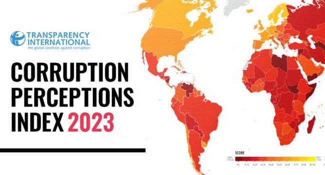 [서울=뉴시스]한국이 국제투명성기구가 30일 발표한 2023년 세계 부패인식지수(Corruption Perceptions Index, CPI)에서 조사 대상 180개국 가운데 32위에 그쳤다. <사진출처 : 국제투명성기구> 2024,01,30.