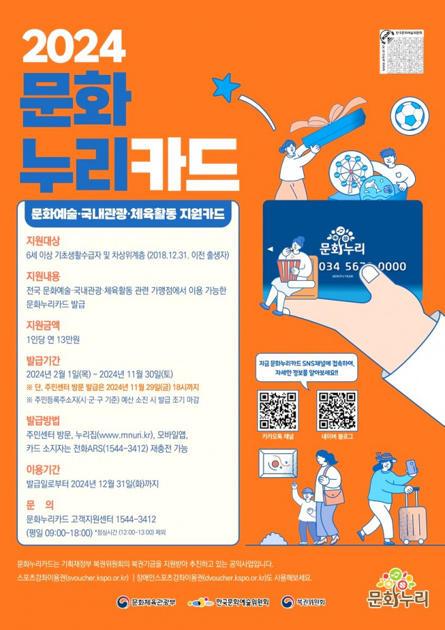 ▲대전시 동구는 올해 문화누리카드 사용액을 1인당 연간 13만 원을 지원한다. ⓒ대전시 동구