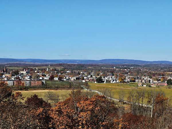 컬프스전망대에서 바라본 게티즈버그 마을.