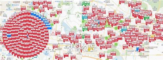 전세사기와 깡통사기가 성행한 경기도 부천시와 인천 미추홀구에서 나온 경매매물이다. 왼쪽은 부천시의 경·공매 매물 현황이고, 오른쪽은 인천 미추홀구의 경·공매 매물 현황이다. 법원 경매지도 갈무리