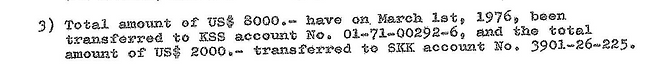 1976년 3월 9일자 덴마크 ‘입양 센터’가 한국사회봉사회 백근칠 대표에게 보낸 서신. 2000달러가 SKK로 이체됐다고 적혀있다.