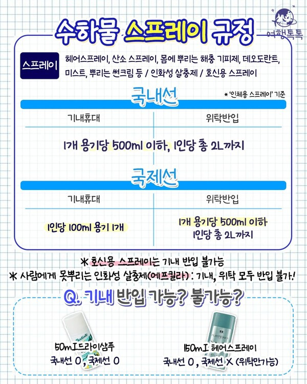 기내 반입 금지 품목 총정리 / ⓒ여행톡톡