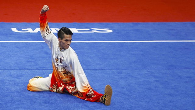 2018년 제18회 인도네시아 자카르타-팔렘방 아시안게임 남자 우수 타이지취안 금메달리스트 천저우리. 사진=중국국제텔레비전 방송 화면