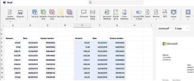 자동화 프로그램 데이터스나이퍼를 엑셀에 연동시킨 모습/사진=datasnipper.com