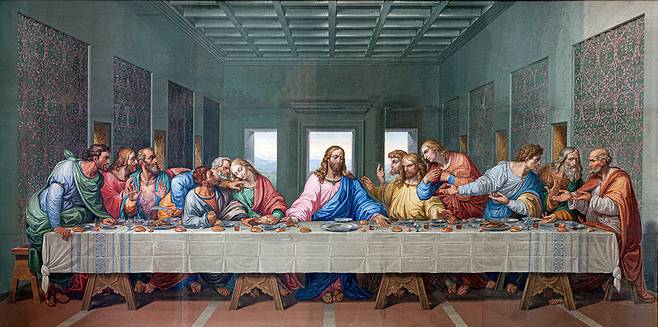 이탈리아 화가 지아코모 라파엘리가 레오나르도 다 빈치의 ‘최후의 만찬’을 모자이크한 작품 [123rf]