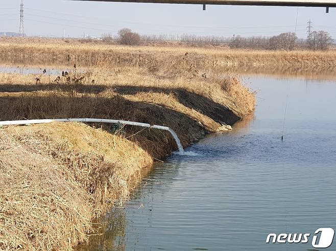 관리천에서 진위천으로 여과 방류되는 모습.(환경부 제공)