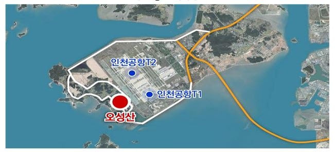 인천공항 모터스포츠 클러스터 예정지인 영종도 오성산 일대. 인천공항공사 제공