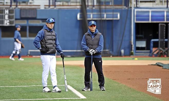 ▲ NC 퓨처스팀 공필성 감독과 조영훈 코치. ⓒ NC 다이노스