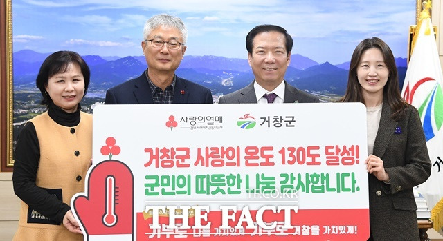 거창군 ‘희망2024 나눔 캠페인’ 사랑의 온도탑이 총 2억3500만원이 모금됐다./거창군