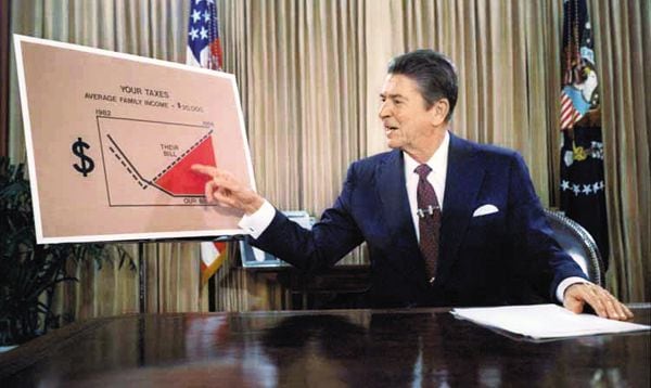 1981년 7월 로널드 레이건 대통령이 세금 정책에 대해 설명하고 있다. /위키피디아