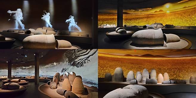 30m 벽면을 활용하여 ‘영원한 안식’을 주제로 구현한 미디어 아트 영상도 관람객들에게 신비감을 안겨준다.|국립나주박물관 제공