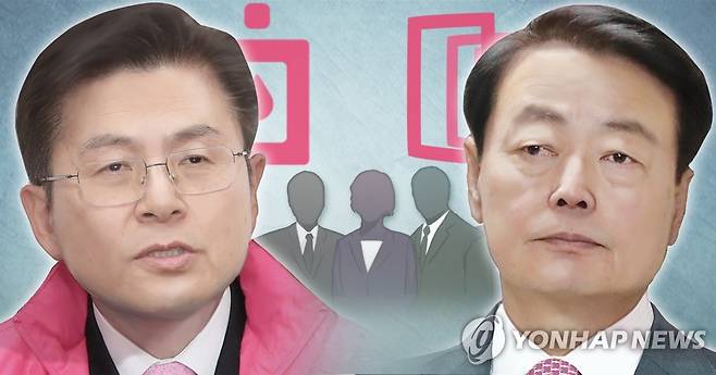 미래통합당 황교안 - 미래한국당 한선교 공천 갈등 (PG) [장현경 제작] 사진합성·일러스트