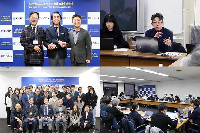 일본 도쿄 저작권해외진흥협회(COA)와 콘텐츠해외유통촉진기구(CODA) 교류회에서 카카오엔터테인먼트 한국 웹툰 및 웹소설 플랫폼 대표로 만난 모습 (카카오엔터테인먼트 제공)