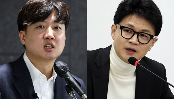 이준석 개혁신당 공동대표(왼쪽), 한동훈 국민의힘 비상대책위원장. 〈사진=연합뉴스〉