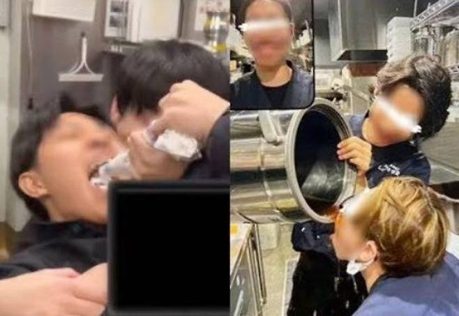 일본의 유명 샤브샤브 체인점 '샤브요'(왼쪽)과 생선구이 체인점 '신파치 식당'(오른쪽)에서 잇따라 발생한 '알바 테러'. [이미지출처=SNS 캡처]