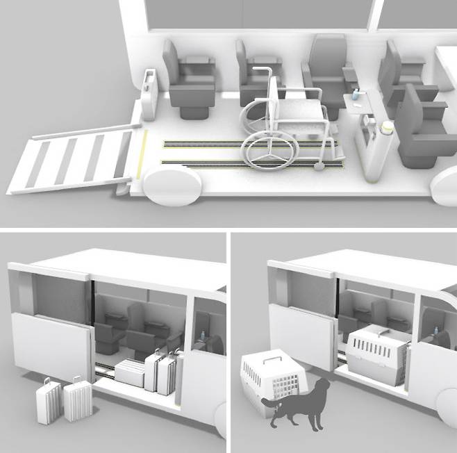 기아가 14일 개최한 ‘제2회 목적기반차량(PBV) 아이디어 공모전 시상식’에서 비즈니스 부문 대상을 수상한 For All팀의 ‘휠체어 이용 가능 PBV를 기반으로 한 다용도 모빌리티 서비스’.(사진=기아)