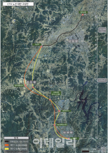 대전세종연구원이 최근 발표한 CTX노선 구상도. (사진=대전세종연구원 제공)