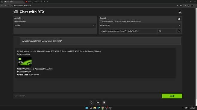 엔비디아는 사용자만의 콘텐츠로 챗봇을 개인화 할 수 있는 챗 위드 RTX(Chat With RXT)를 윈도우(Windows) PC에서 제공한다고 14일 밝혔다.ⓒ엔비디아