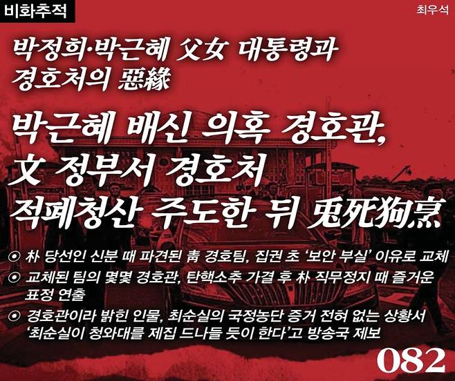 ▲ 월간조선은 2020년 12월19일 '박근혜 배신 의혹 경호관, 문재인 정부서 경호처 적폐청산 주도한 뒤 토사구팽'이라는 제목의 기사를 보도했다. 오프라인에선 월간조선 2021년 1월호에 실렸다. 사진=월간조선 보도 화면 갈무리.