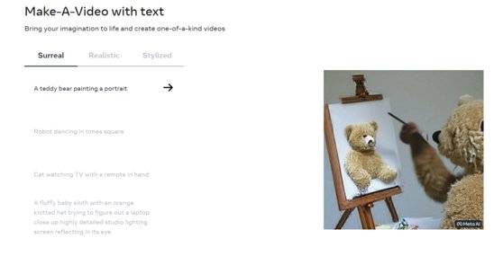 메타는 지난해 9월 영상 생성AI '메이크어비디오(Make-A-Video)'의 연구성과를 공개했다. 사진 메타 홈페이지