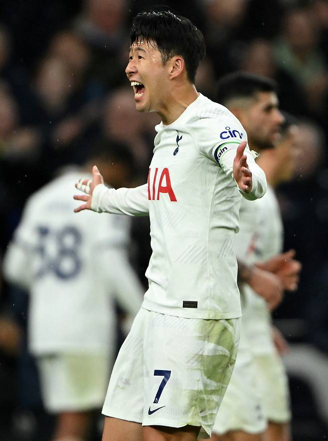 Tottenham Hotspur's South Korean striker #07 Son Heung-Min <저작권자(c) AFP)연합뉴스, 무단 전재-재배포, AI 학습 및 활용 금지>