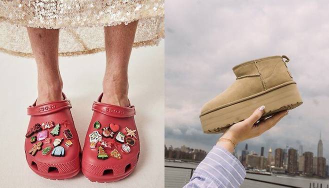 젊은 세대에 인기를 끄는 크록스(왼쪽)와 어그. /각 사 인스타그램