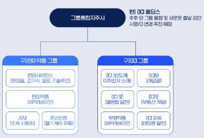 한미약품·OCI 그룹통합지주사 구조. /한미그룹 제공