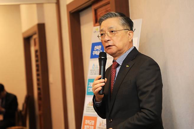 이한준 한국토지주택공사(LH) 사장이 20일 기자간담회에서 발언하고 있다. [한국토지주택공사]