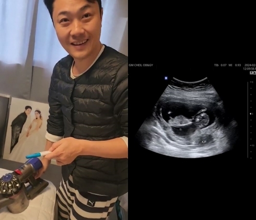 아내의 임신 사실을 알고 기뻐하는 이성진(왼쪽). 사진ㅣ이성진 SNS
