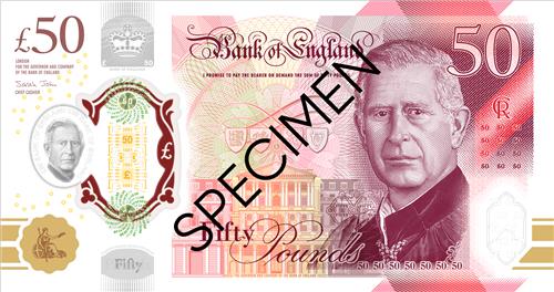 영국 찰스 3세 국왕 초상화 담긴 50파운드 지폐 [잉글랜드은행(BOE) 제공. 재판매 및 DB 금지