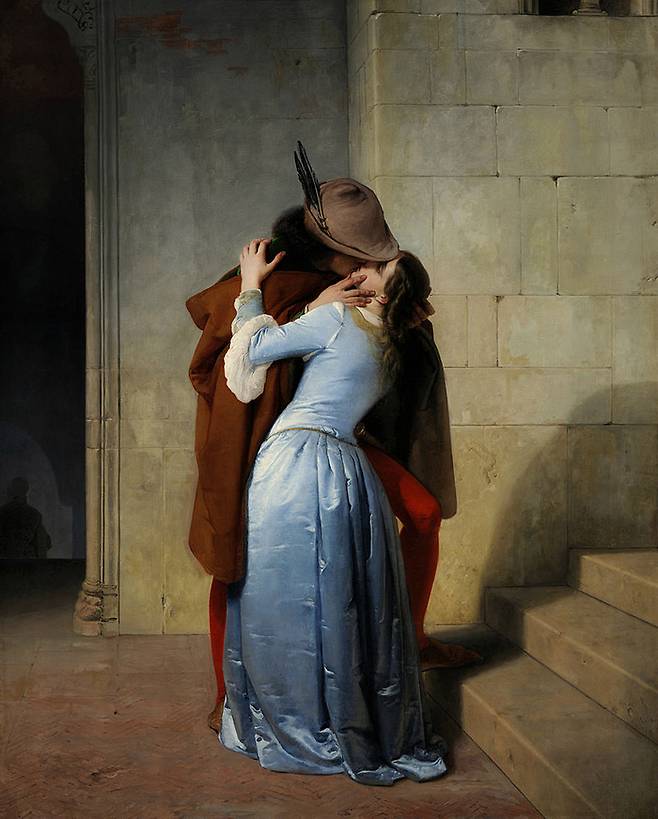 이탈리아 화가 프란체스코 하예즈의 1859년 작품 ‘키스’.