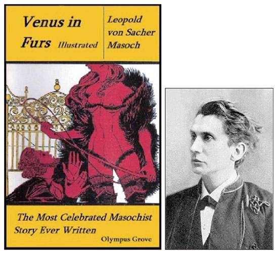 오스트리아 소설가 레오폴트 폰 자허마조흐의 초상(사진 오른쪽). 왼쪽은 그의 대표작 ‘모피를 입은 비너스’ 표지.