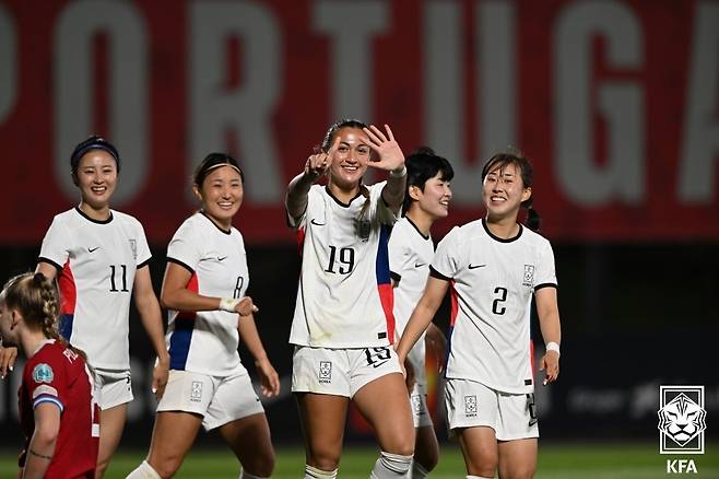 체코에 승리한 여자축구대표팀. (대한축구협회 제공)