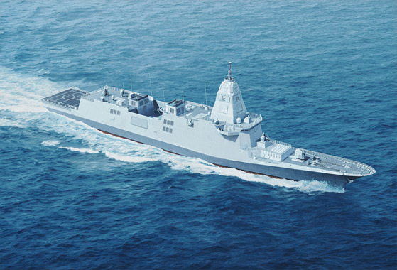 A bird's-eye view of the Korean Next-Generation Destroyer (KDDX) [HD HYUNDAI]