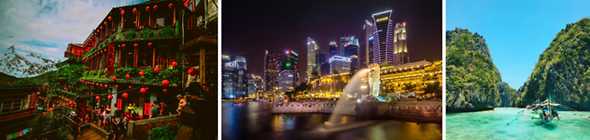 왼쪽부터 순서대로 대만, 싱가포르, 필리핀 / 사진=pexels