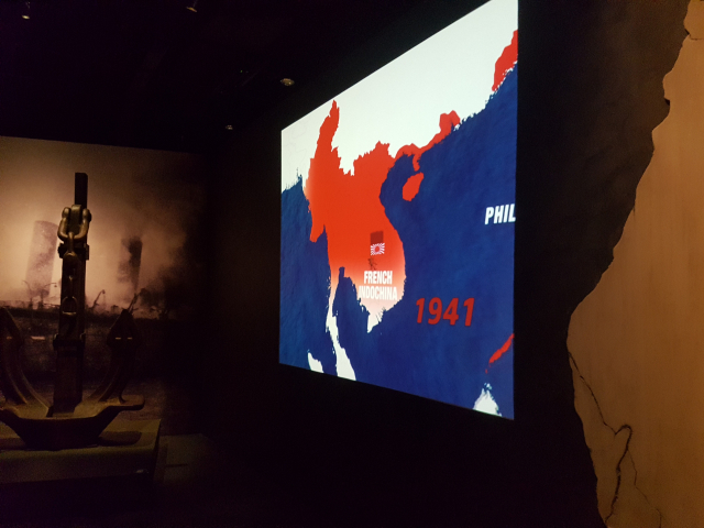 ▲인도차이나 반도와 태국을 포함하는 1941년 일본군의 점령지를 나타내는 지도 - 싱가포르 국립박물관 ⓒ박흥수