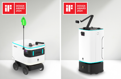 독일 ‘iF 디자인 어워드 2024’ 공공디자인 부문 본상을 각각 수상한 로보티즈의 실내·실외 자율주행로봇 ‘개미(GAEMI)’.
