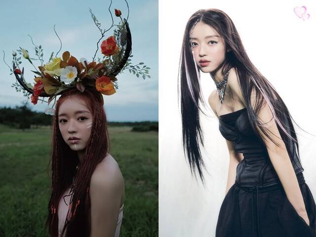 오마이걸 유아가 '숲의 아이'(왼쪽)와 'Selfish'로 독보적인 콘셉트를 보여줬다. /WM엔터테인먼트