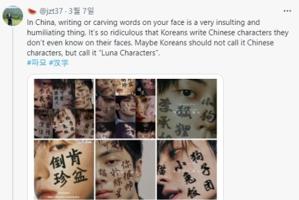 문제의 중국 누리꾼이 올린 글. 사진 ㅣ엑스(X·옛 트위터) 캡처