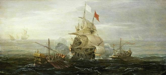 해적에 의해 공격받는 프랑스 선박. 1615년.