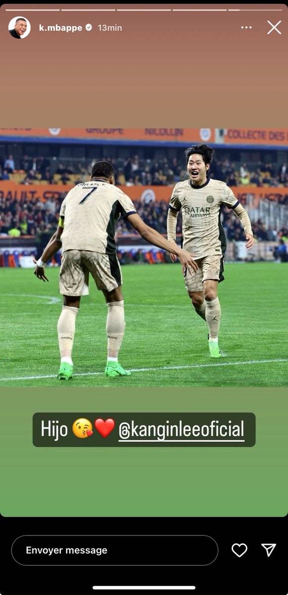 ▲ 킬리안 음바페는 자신의 SNS에 이강인을 태그해 애정을 드러냈다. ⓒ킬리안 음바페 SNS