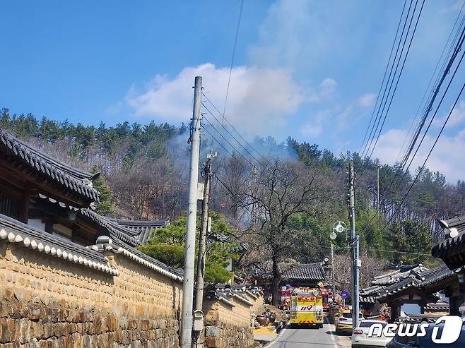 20일 오전 대구 달성군 하빈면 한 야산에서 불이 나 산림당국이 진화하고 있다. 불은 41분 만에 진화됐다. (산림청 제공)