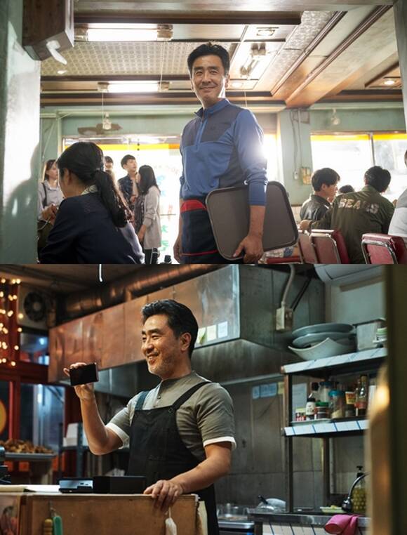 배우 류승룡이 영화 '극한직업'(위)과 디즈니+ 오리지널 시리즈 '무빙'에서 치킨집을 운영했다. /넷플릭스