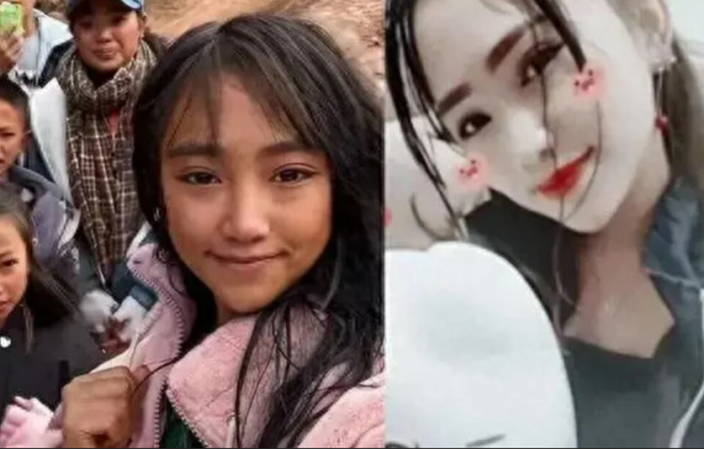 산골 처녀 행세한 '량산멍양'(왼쪽)과 실제 모습. 사진=바이두 캡처