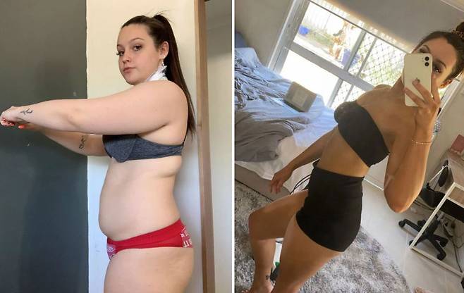 체중계를 없애고 ‘배고픔 신호’에 의존하며 20kg 감량에 성공한 20대 호주 여성의 체중 감량 비결이 공개돼 화제다.살 빼기 전 (왼쪽)과 살 뺀 후의 사진/사진=웨일스온라인 제공