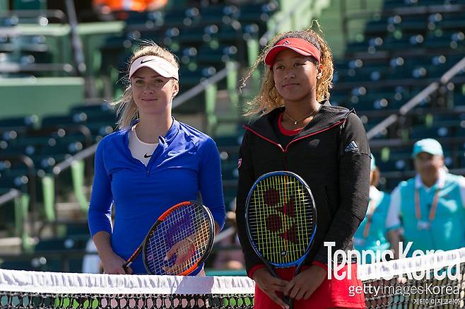 2018년 마이애미오픈에서 맞대결을 펼쳤던 스비톨리나(좌), 오사카(우) (사진=게티이미지코리아)