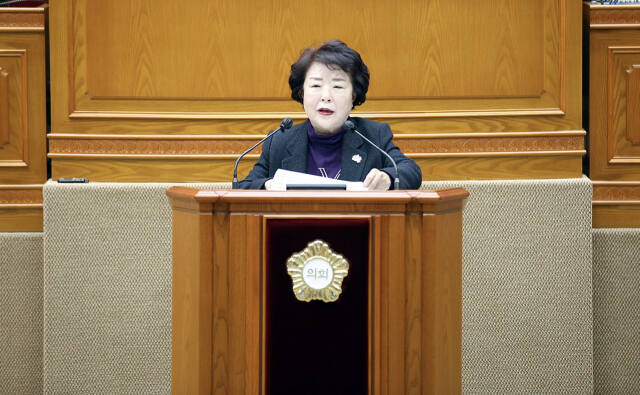 안양시의회 김보영 의원이 시의회 임시회 5분 자유발언을 하고 있다. 안양시의회 제공