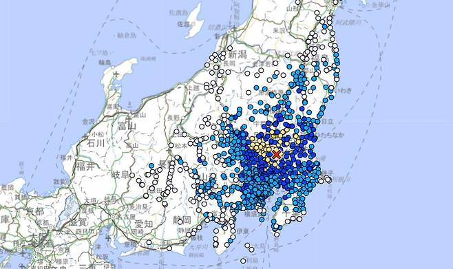 21일 일본 기상청은 일본 도쿄 북쪽 수도권 지역인 이바라키현 남부에서 규모 5.3의 지진이 발생했다고 밝혔다. ⓒ연합뉴스