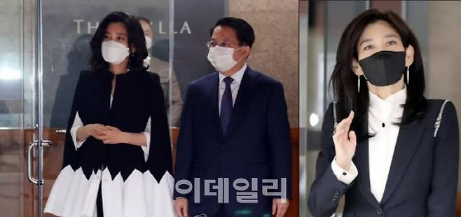 이부진 호텔신라 사장이 2020년 호텔신라 정기 주주총회에 참석한 뒤 주총장을 나서고 있는 모습(왼쪽). 이부진 사장이 2022년 호텔신라 정기 주주총회에 참석한 모습(오른쪽.) (사진=연합뉴스)