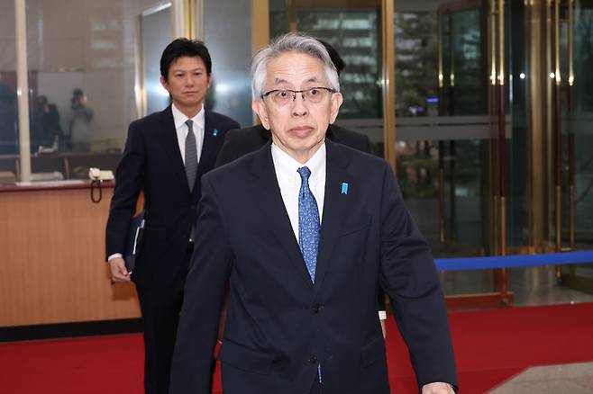 아이보시 고이치 주한 일본대사가 지난 22일 서울 종로구 외교부로 초치되고 있다. 연합뉴스